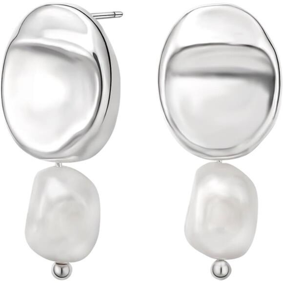 ✨ Silver Pearl Drop Earrings | Hypoallergenic & Elegant Gift Box Set ✨ - Picture 2 of 3